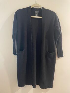 Halogen Black wool cashmere blend Open-Front Cardigan